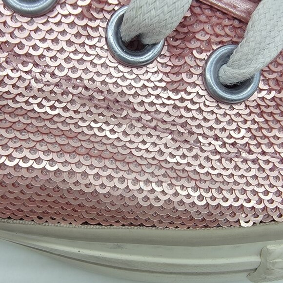Converse All Star Pink Sequin Sneakers Women's Size 8.5 Sparkle Shoes - Picture 3 of 10